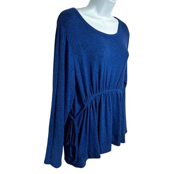 Caslon Cozy Waist Tie Peplum Top Sz Medium Blue Mazarine Long-Sleeve New - Picture 3 of 7